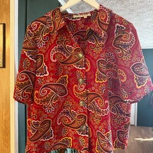 Double D Ranch Red Paisley Button Down Shirt
